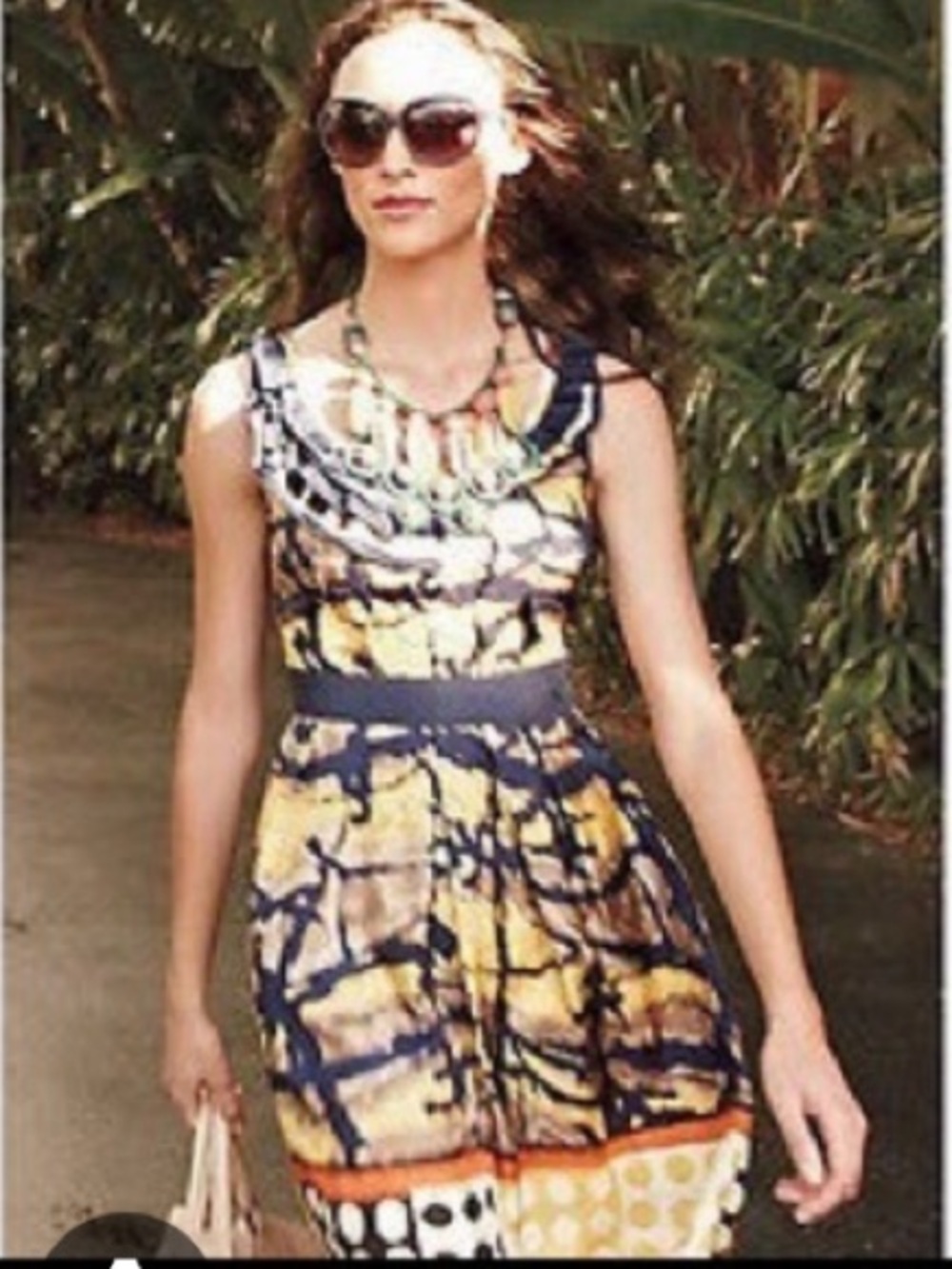 Yoana Baraschi Blue/Yellow  Silk Abstract Isla Dress As Seen On Gossip Girl 2